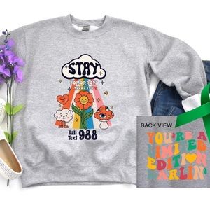 Stay mental health graphic raglan crewneck sweatshirt size XL